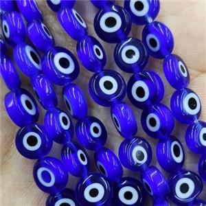 RoyalBlue Lampwork Glass Circle Beads Evil Eye, approx 10mm [PP10360-10MM]