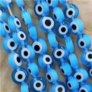 Blue Lampwork Glass Circle Beads Evil Eye, approx 10mm [PP10361-10MM]