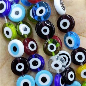 Mix Lampwork Glass Circle Beads Evil Eye, approx 10mm [PP10363-10MM]