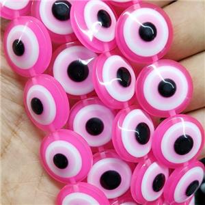 Hotpink Resin Circle Evil Eye Beads, approx 20mm, 20pcs per st [PP10367]