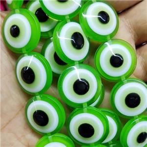 Green Resin Circle Evil Eye Beads, approx 20mm, 20pcs per st [PP10368]