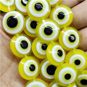 Yellow Resin Circle Evil Eye Beads, approx 20mm, 20pcs per st [PP10369]