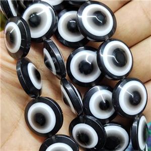 Black Resin Circle Evil Eye Beads, approx 20mm, 20pcs per st [PP10370]