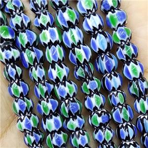 Nepal Style Multicolor Lampwork Glass Rondelle Chevron Beads, approx 7mm [PP10377]
