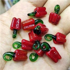 Red Lampwork Glass Capsicum Pendant, approx 9-20mm [PP10386]
