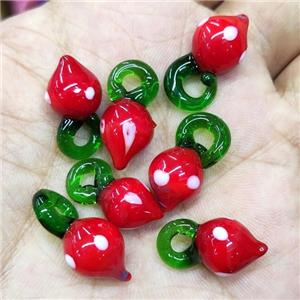 Red Lampwork Glass Strawberry Pendant, approx 10-20mm [PP10389]