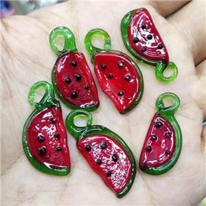 Red Lampwork Glass Watermelon Pendant, approx 12-28mm [PP10390]