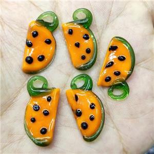 Orange Lampwork Glass Watermelon Pendant, approx 12-23mm [PP10393]