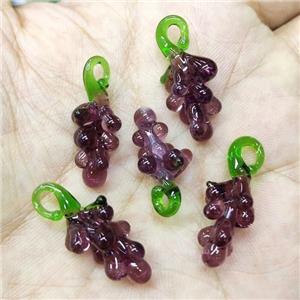 Purple Lampwork Glass Grape Pendant, approx 10-27mm [PP10395]