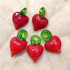 Red Lampwork Glass Heart Pendant, approx 13-23mm [PP10396]