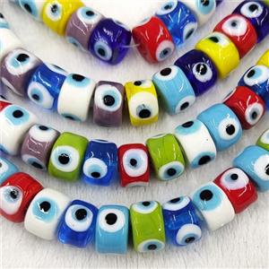 Mix Color Lampwork Glass Heishi Beads With Evil Eye, approx 6x9mm [PP10408-6X9MM]