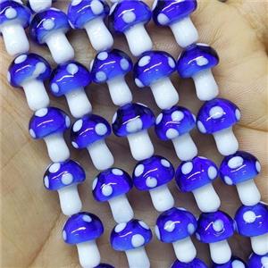Lapisblue Lampwork Mushroom Beads, approx 10-14mm, 25pcs per st [PP10412]