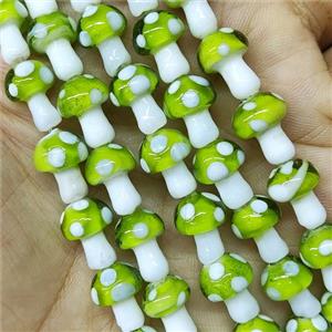 Olive Lampwork Mushroom Beads, approx 10-14mm, 25pcs per st [PP10416]