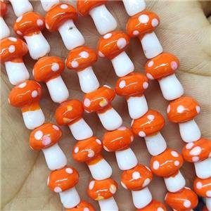 Orange Lampwork Mushroom Beads, approx 10-14mm, 25pcs per st [PP10419]