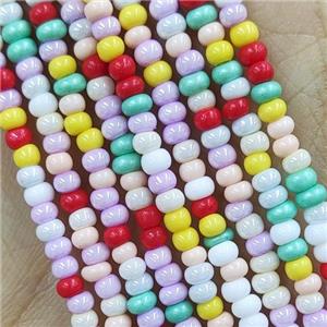 Lampwork Glass Rondelle Beads Tiny Smooth Electroplated, approx 3mm [PP10426]