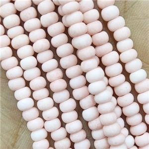 Pink Lampwork Glass Rondelle Beads Matte, approx 4mm [PP10427]