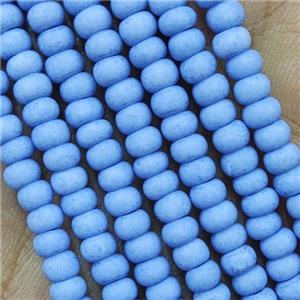 Blue Lampwork Glass Rondelle Beads Matte, approx 4mm [PP10428]