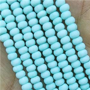 Green Lampwork Glass Rondelle Beads Matte, approx 4mm [PP10429]