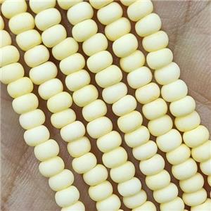 Yellow Lampwork Glass Rondelle Beads Matte, approx 4mm [PP10431]