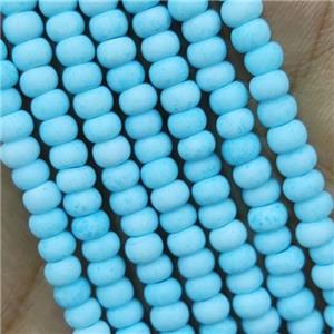 Teal Lampwork Glass Rondelle Beads Matte, approx 4mm [PP10432]