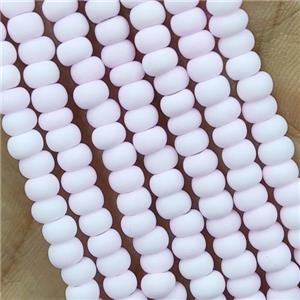 Lt.pink Lampwork Glass Rondelle Beads Matte, approx 4mm [PP10435]