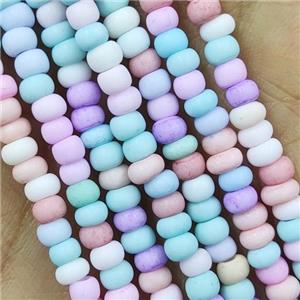 Multicolor Lampwork Glass Rondelle Beads Matte, approx 4mm [PP10437]