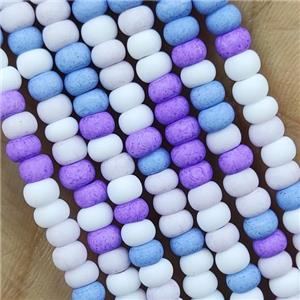 Multicolor Lampwork Glass Rondelle Beads Matte, approx 4mm [PP10440]