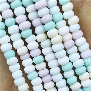Multicolor Lampwork Glass Rondelle Beads Matte, approx 4mm [PP10441]