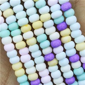 Multicolor Lampwork Glass Rondelle Beads Matte, approx 4mm [PP10442]