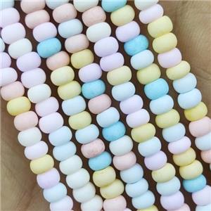 Multicolor Lampwork Glass Rondelle Beads Matte, approx 4mm [PP10443]