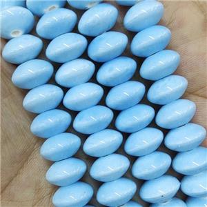 Blue Lampwork Glass Bicone Beads, approx 7x12mm, 45pcs per st [PP10452]