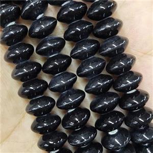 Black Lampwork Glass Bicone Beads, approx 7x12mm, 45pcs per st [PP10453]