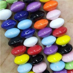 Lampwork Glass Bicone Beads Mixed Color, approx 7x12mm, 45pcs per st [PP10455]