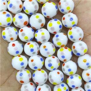 Round Lampwork Glass Beads Spotted, approx 10mm, 40pcs per st [PP10458]