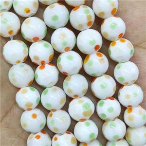Round Lampwork Glass Beads Spotted, approx 10mm, 40pcs per st [PP10459]