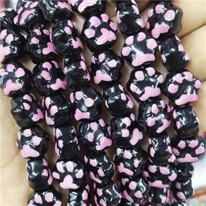 Black Lampwork Glass Paws Beads, approx 13-15mm [PP10461]