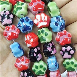 Lampwork Glass Paws Beads Mix Color, approx 13-15mm [PP10466]