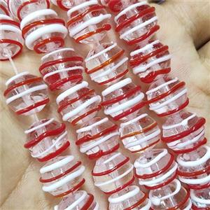 Round Lampwork Glass Beads Line Red, approx 12mm dia [PP10480]