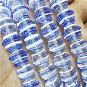 Round Lampwork Glass Beads Blue Line, approx 12mm dia [PP10482]