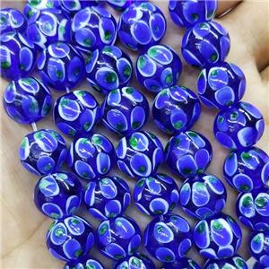 Round Blue Lampwork Glass Beads, approx 12mm dia [PP10495]
