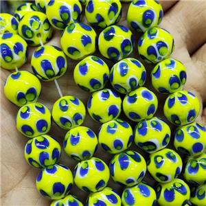 Yellow Lampwork Glass Beads Round, approx 12mm dia [PP10496]