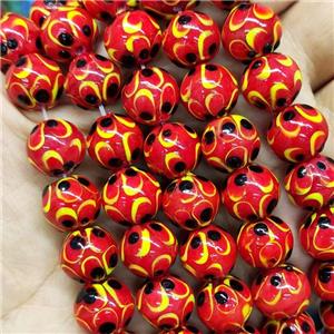 Round Lampwork Glass Beads Red, approx 12mm dia [PP10497]