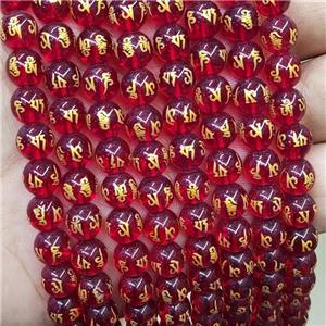 Red Glass Beads Round Buddhist, approx 8mm dia [PP10503]