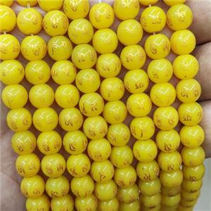 Yellow Glass Beads Round Buddhist, approx 8mm dia [PP10504]