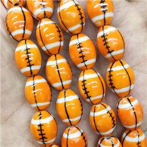 Orange Porcelain Rugby Beads American Football Sport Rice, approx 12-15mm [PP10517]