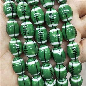 Deepgreen Porcelain Rugby Beads American Football Sport Rice, approx 12-15mm [PP10521]