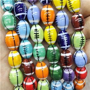 Porcelain Rugby Beads American Football Sports Rice Mixed Color Ceramic, approx 12-15mm [PP10525]