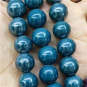 Peacock Green Porcelain Beads Smooth Round, approx 14mm, 27pcs per st [PP10528]