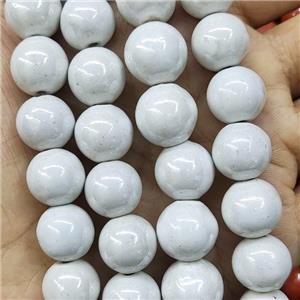 White Porcelain Beads Smooth Round, approx 14mm, 27pcs per st [PP10535]