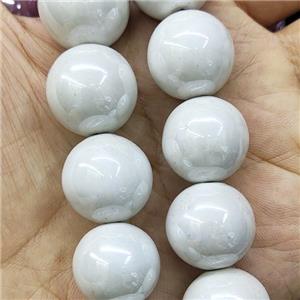 White Porcelain Beads Large Ceramic Smooth Round, approx 20mm, 20pcs per st [PP10539]